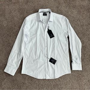 Ben Sherman Shirt Mens Size M The Original Slim Fit Dobbie White Button Up